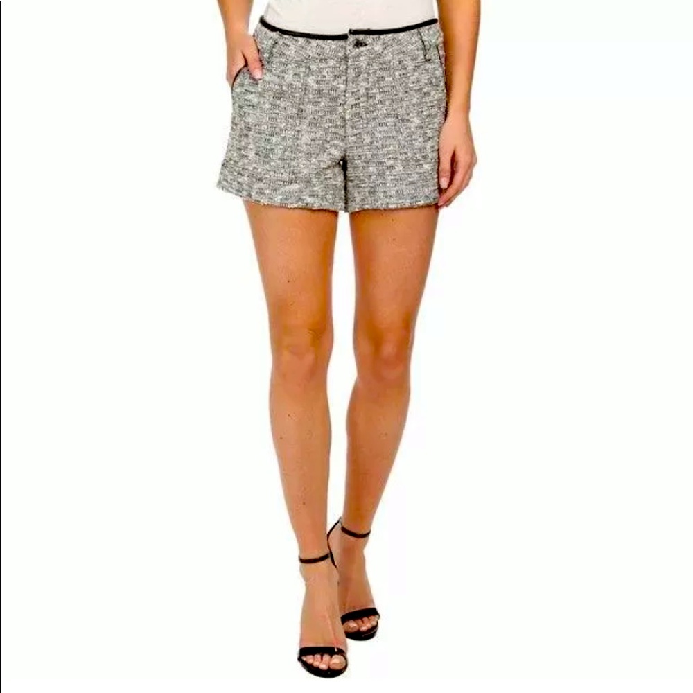 NWOT REBECCA MINKOFF Andy Shorts Tweed & Leather
